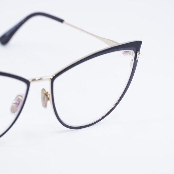 Tom Ford FT5877-B 001 Eyeglasses Black/Gold 56mm Cat Eye Frame - Picture 2 of 10